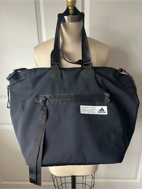 Adidas Black Tote Bag with Front Zip Pocket